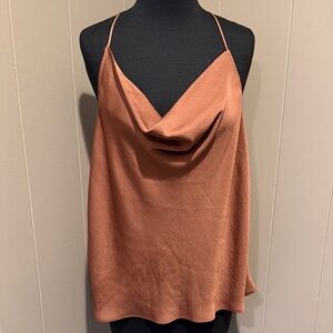 B36 Express Women’s Large Rust Brown Satin Cowl Cami